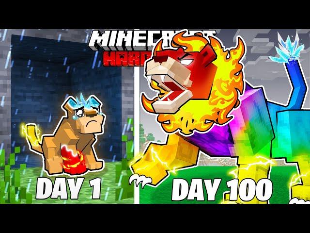 I Survived 100 Days as an ELEMENTAL LION in HARDCORE Minecraft