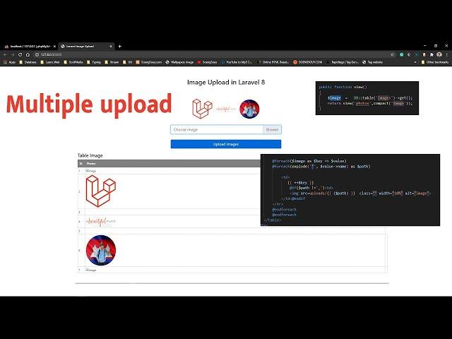 Multiple upload and show on view blade Laravel 8