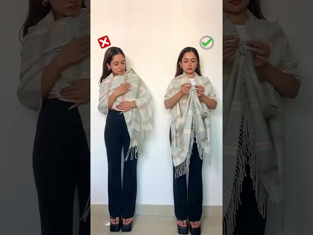 Shawl Hack For Winter #fashionhacks #diy #scarf #shawltutorial #stylehacks #fyp #foryou #draping