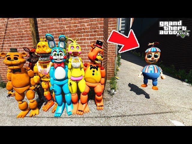 GTA 5 FNAF ANIMATRONICS - HOW FREDDY AND ANIMATRONICS RECEIVED THE SECRET BALUN BOY