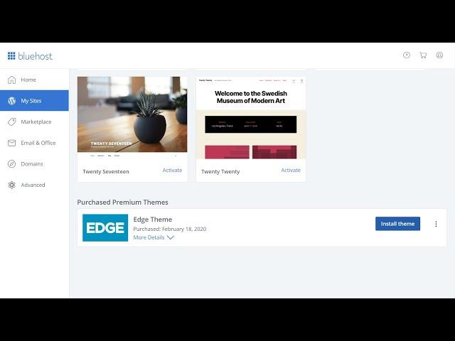 How To Install WordPress Themes From BlueHost Marketplace?
