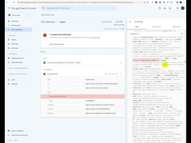 Fixing Google Search Console Issue: Resolving 'Missing field "logo.contentUrl" Logos 1 Invalid Item