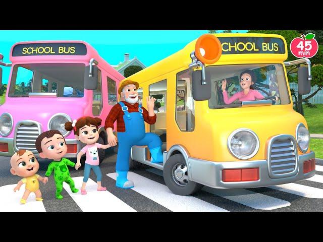 Wheels on the Bus | Pink, Blue and Yellow Buses | Lalafun Nursery Rhymes & Kids Songs