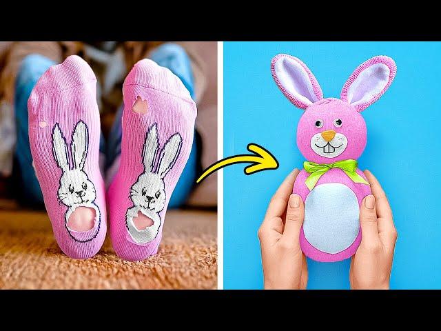 MAKE A CUTE BUNNY FROM OLD SOCKS  TURN WASTE INTO TREASURE