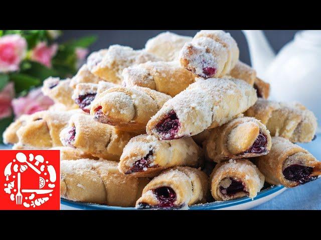 Taste of childhood! Delicate bagels with cherries on lard