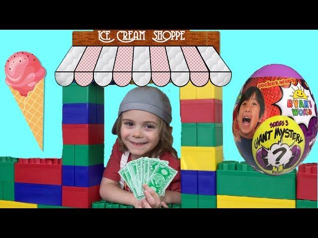 Jace's Toy Playhouse get an ice cream pretend play job to buy Ryan's World Giant Purple Egg