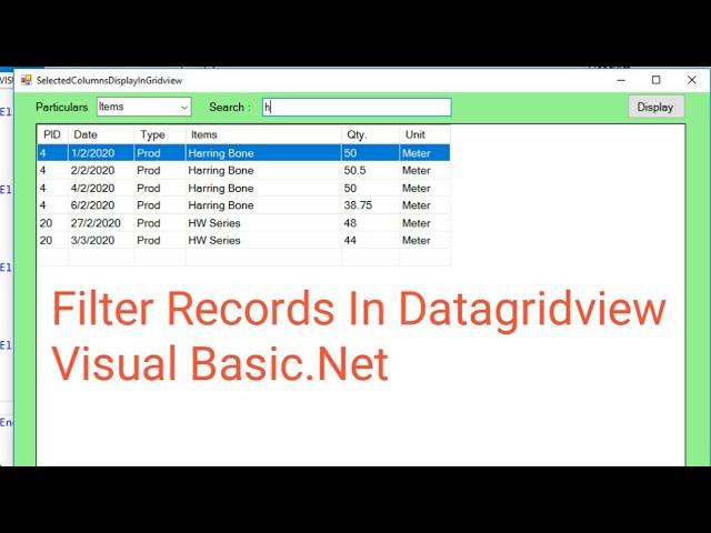 VB.Net Filter Records of Datagridview With TextBox and ComboBox | SQL server DB | Visual Basic.Net