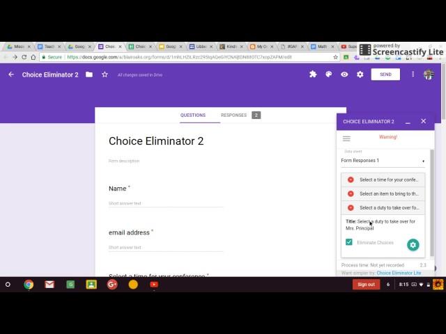 Google Form Add-Ons: How to use Choice Eliminator 2