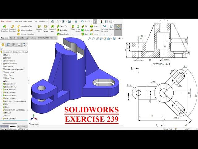 SolidWorks Tutorial for beginners-Exercise 239