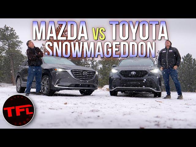 Toyota Highlander vs. Mazda CX-9 vs. Snowstorm: Which One Do You Want When It Turns Frosty & Frozen?