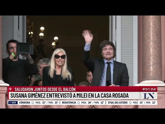 Susana Giménez entrevistó a Milei en la Casa Rosada y salieron a saludar juntos al balcón