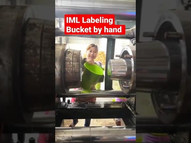 In Mold Labeling IML by hand |Paint Buckets |Injection Molding Machine