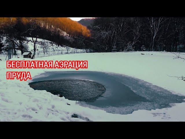 МОЙ НИКОГДА НЕЗАМЕРЗАЮЩИЙ ПРУД ЗИМОЙ. Постоянная бесплатная аэрация пруда зимой.