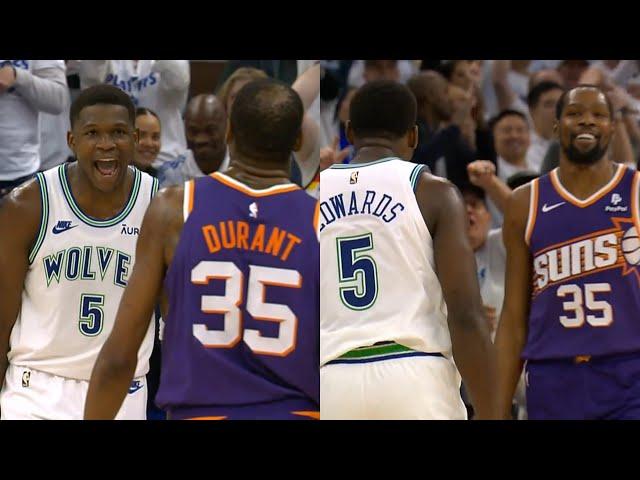 Anthony Edwards trash talks Kevin Durant after hitting 3 over him and KD was loving it