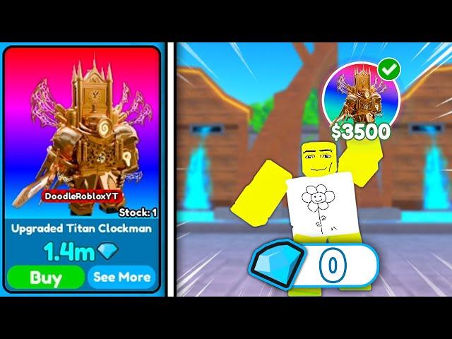  I SPENT ALL MY GEMS ON A UPGRADED TITAN CLOCKMAN  - Toilet Tower Defense | Roblox