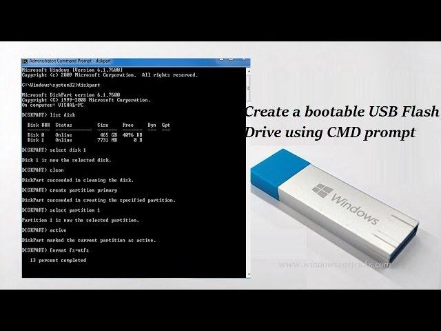 How to Create a bootable USB Flash Drive using CMD prompt 2024