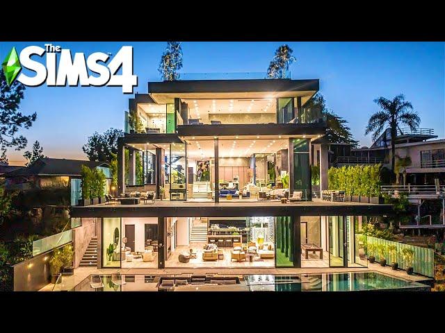 $18M BEL AIR MEGA MODERN MANSION ~ Curb Appeal Recreations: Sims 4 Speed Build (No CC)