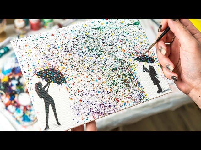 Colorful Drops of Rain - Acrylic painting / Homemade Illustration (4k)