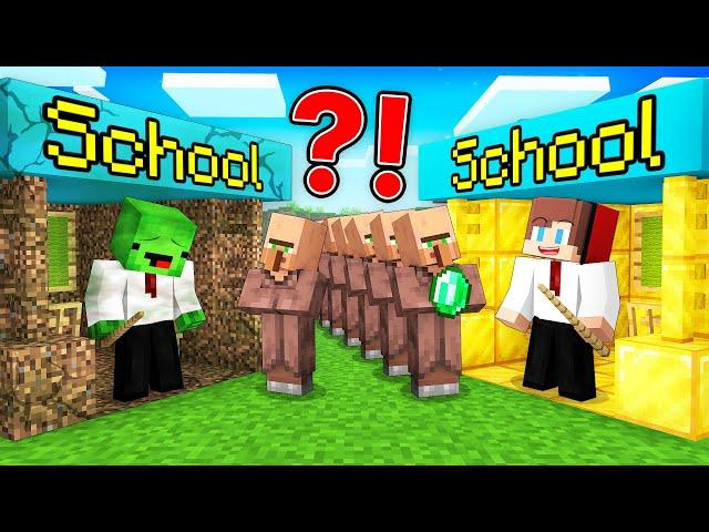 JJ's RICH SCHOOL vs Mikey's POOR SCHOOL Survive Battle in Minecraft - Maizen