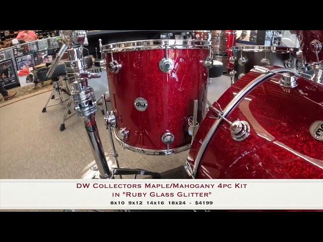 DW Collectors Maple Mahogany 4pc Drum Kit in Ruby Glass Glitter