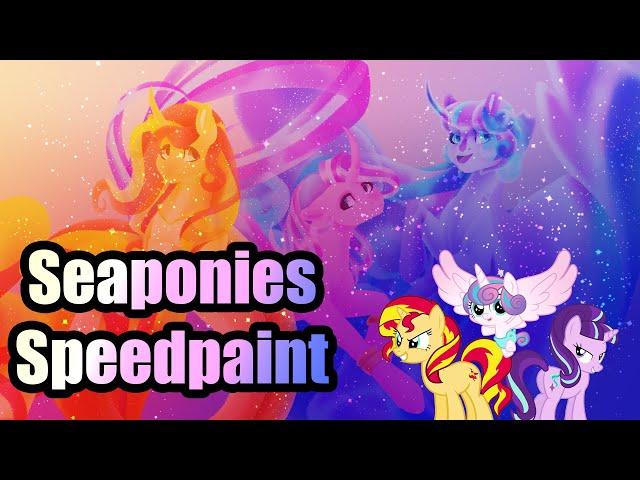 [MLP speedpaint] Seaponies Sunset Shimmer, Starlight Glimmer and Flurry Heart