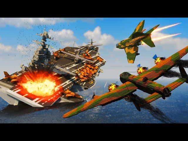 Realistic Aircraft Carrier Bombing/Strafe Run Destruction  Teardown