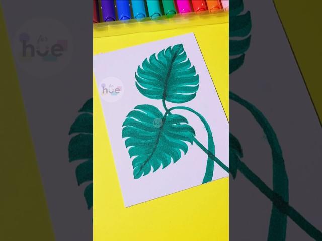 Easy Tropical Leaves Drawing | Beautiful Brush Pen Art for Beginners #shorts #drawing #art