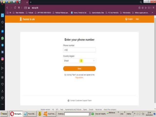 Registrar no OK.ru