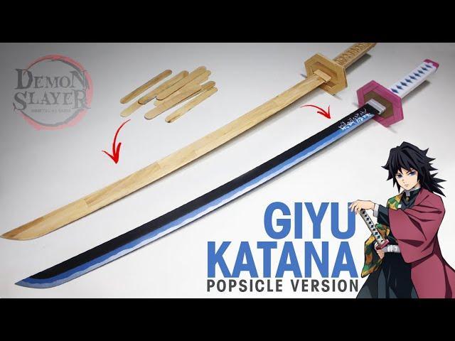 EASY & SIMPLE DIY | Making Giyu Tomioka Katana using Popsicle -  w/Template | WITHOUT POWERTOOLS