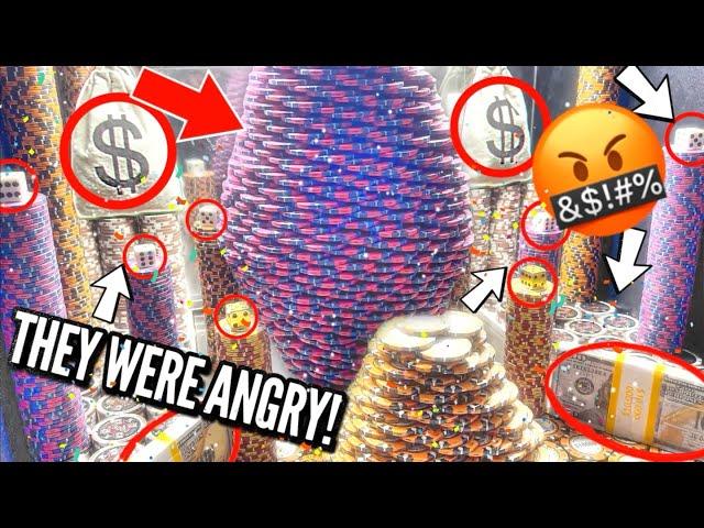 ️NEARLY “KICKED OUT” FOR NO REASON! THEY WERE ANGRY! PLAYING THE HIGH RISK COIN PUSHER! (MEGA WIN)