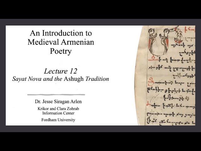 Lecture 12 — Sayat Nova and the Ashugh Tradition