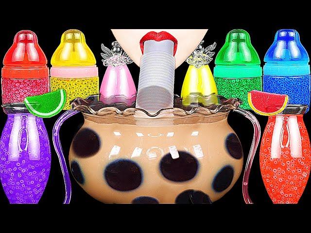 ASMR RAINBOW DRINKS *GIANT BOBA FISH BOWL BUBBLE TEA, CANDY, FROG EGGS TEA, 신기한 물 먹방 DRINKING SOUNDS