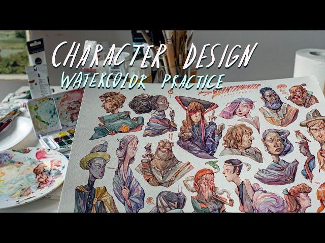 Charater Design watercolor practice process.