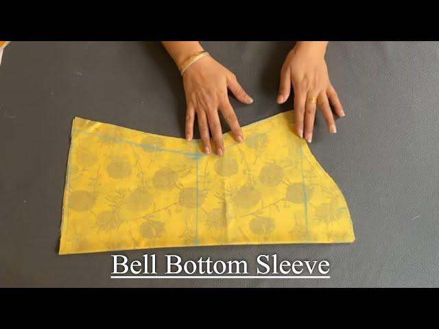 बेल बॉटम स्लीव डिज़ाइन ऐसे बनाएं | Bell sleeve. Bell bottom sleeve cutting & stitching- #Part-1