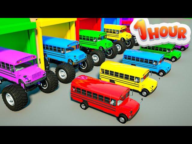 Wheels on the Bus - Monster Trucks and Soccer Balls| Finger Family +more Nursery Rhymes & Kids Songs