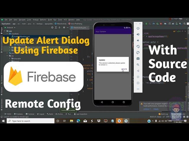 App Update Alert Dialog Using Firebase Remote config In Android Studio || Remote Update