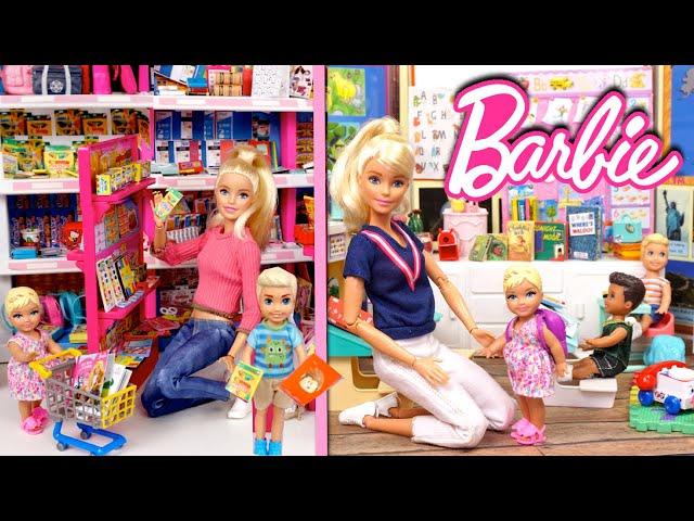 Barbie Baby Doll School Supply Shopping & First Day of School Routine