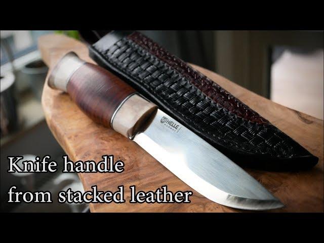 Making a knife handle from stacked leather