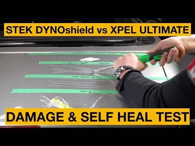 XPEL Ultimate Plus vs STEK DYNOshield- WATCH ME DESTROY THIS BENZ TRUNK - Self Healing - Damage test