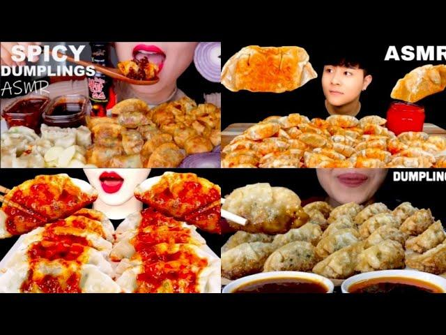 Mukbang Fried Dumplings + Spicy Sauce | Satisfying Big Bites *ASMR* Compilation