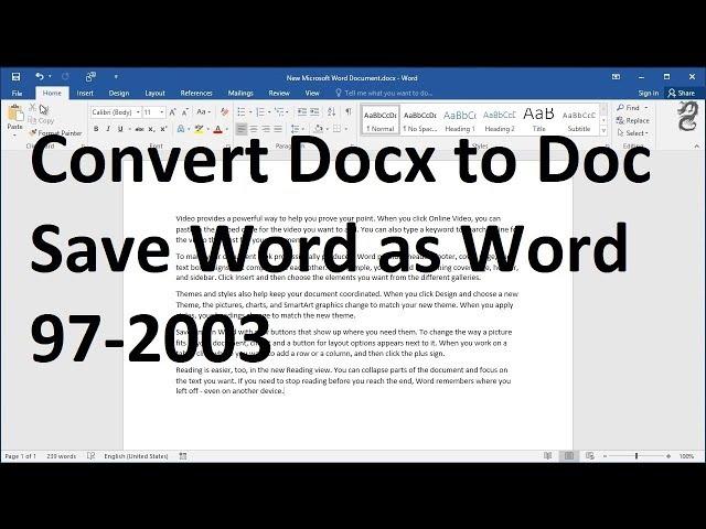 How to Convert Docx to Doc:  Save Word as Word 97-2003