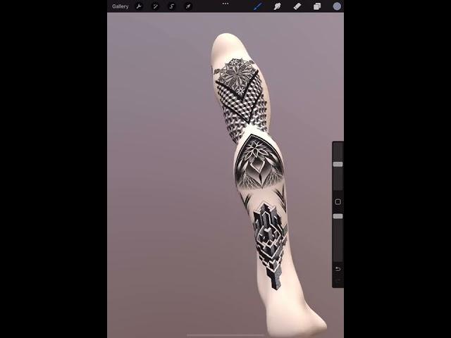 Geometric and mandala leg sleeve - how I planned it with 3D model