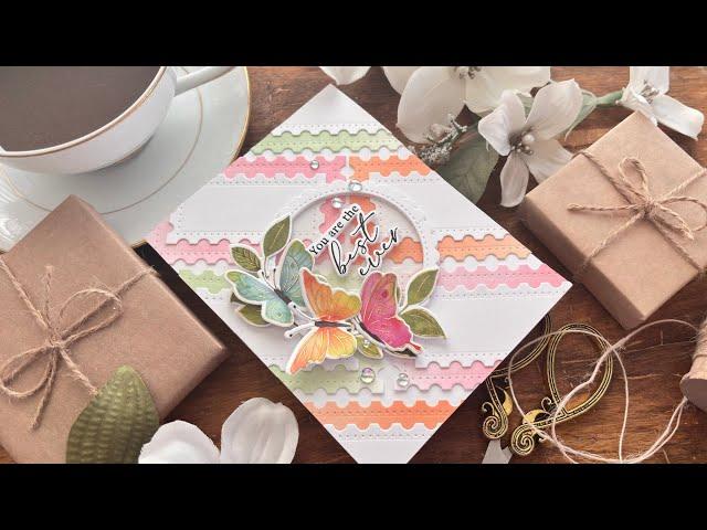 Postage Edge Background and a FLOATING Greeting! | Pinkfresh Studio | How to make a Card