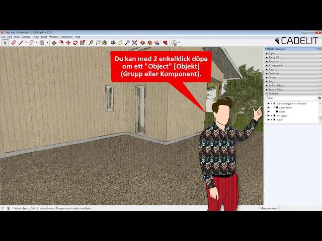 SketchUp Pro 2020 - Etiketter (Tags) och Strukturhanterare (Outliner)