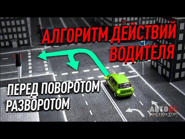 Алгоритм действий водителя перед поворотом.