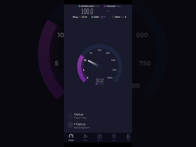 Amaysim Speedtest on Pixel 7 Pro indoors