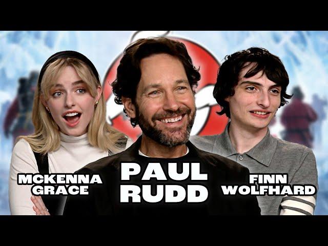 Ghostbusters Frozen Empire CHAOTIC Interview With Paul Rudd, Finn Wolfhard & Mckenna Grace 