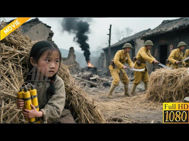 A girl hides in the haystack to avoid the Japanese massacre but the Japs stab the haystack to search