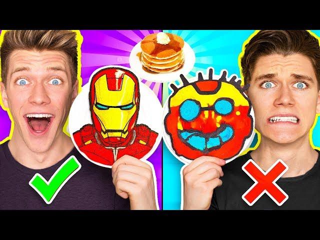 PANCAKE ART CHALLENGE Mystery Wheel & Learn How To Make Avengers Wreck It Ralph 2 Diy Fortnite