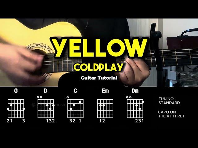 Yellow - Coldplay | Easy Guitar Chords Tutorial For Beginners (CHORDS & LYRICS) #guitarlessons